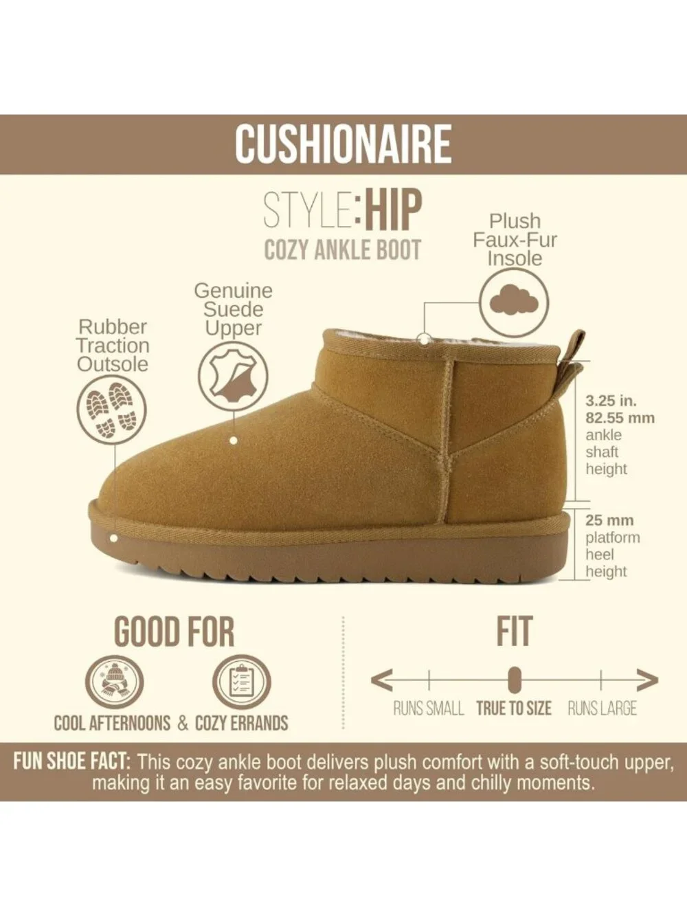 Cozy Faux Fur Ankle Boots for Women – Genuine Suede, Comfortable Memory Foam
